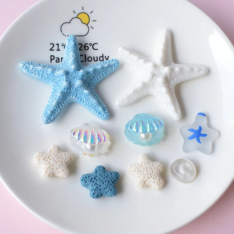 Set Charms Étoiles de Mer & Coquillages – Décorations Sacs de Plage