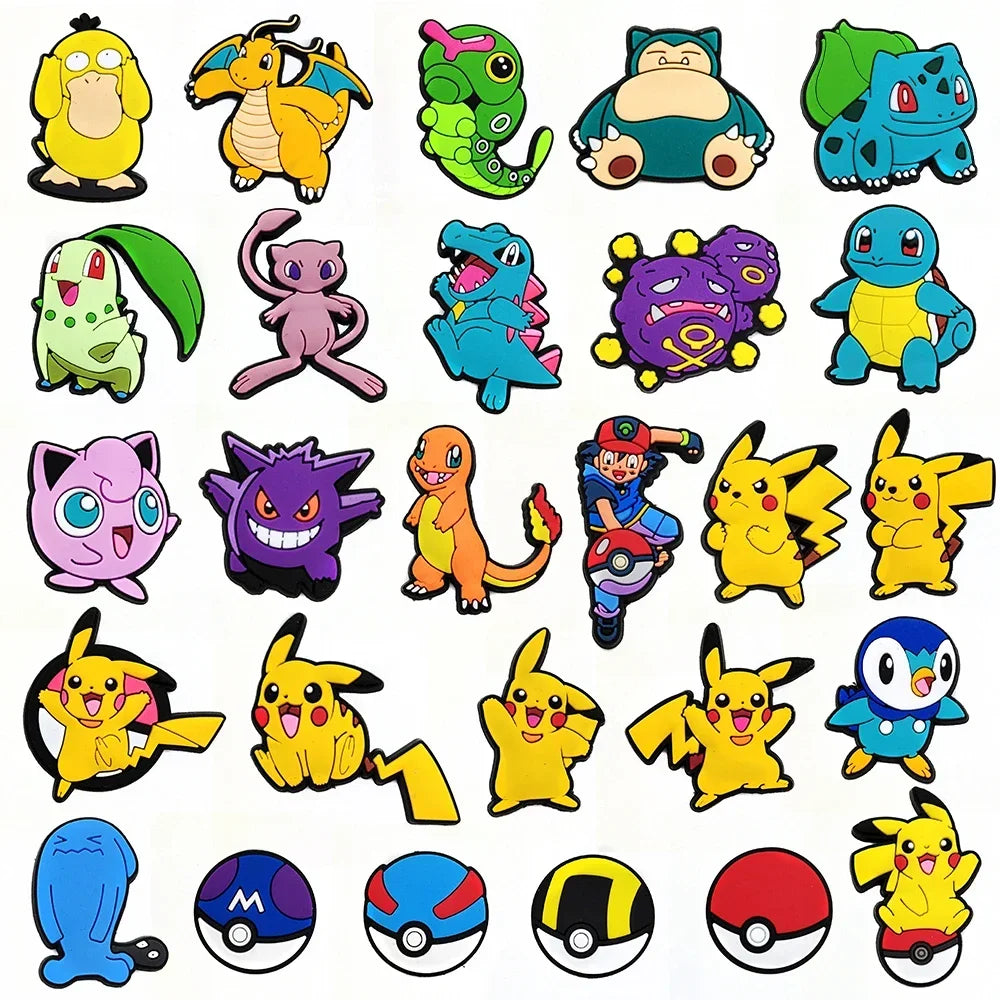 Pokemon Pikachu Shoes Charms for Clogs Sandals Decoration PVC Cartoon Shoe Accessories Charms for Friends Gifts