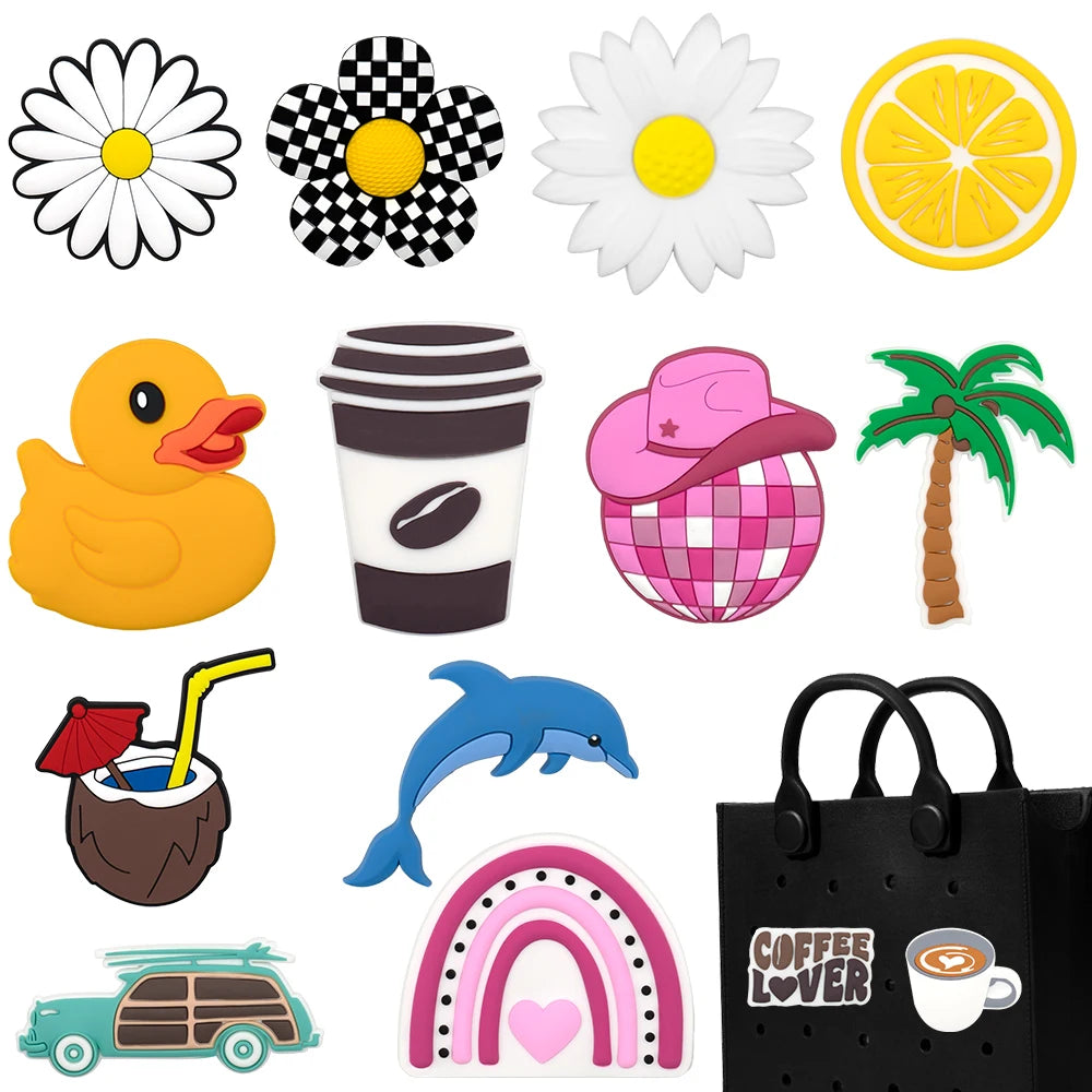Croxi Charm Plage – Charm Décoratif Coco, Citron & Flamant Rose pour Sac