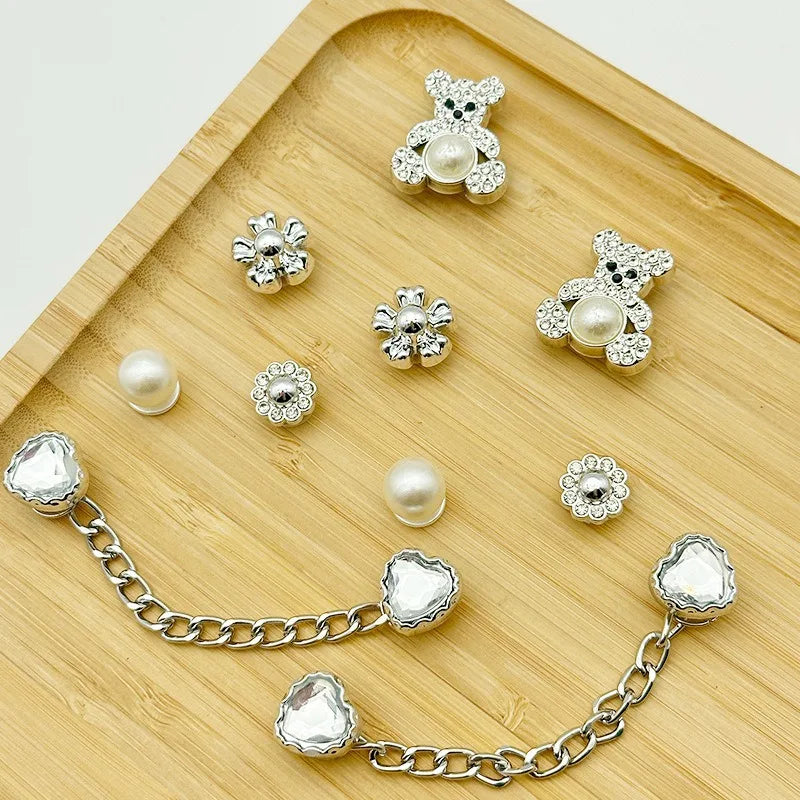 Lot de 10 Charms Perles & Diamants PVC – Décorations Sacs à Trous