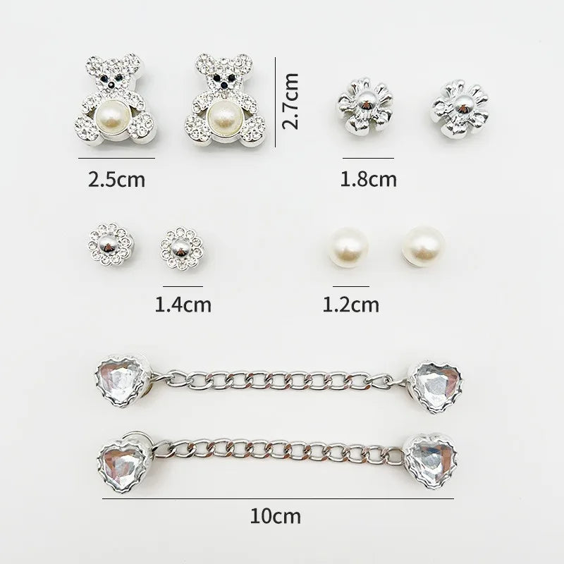 Lot de 10 Charms Perles & Diamants PVC – Décorations Sacs à Trous