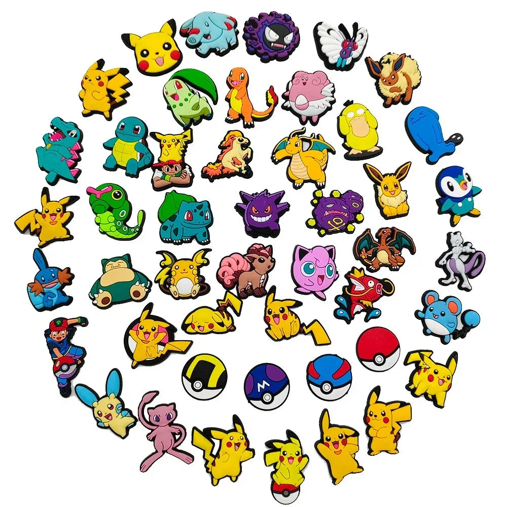 Pokemon Pikachu Shoes Charms for Clogs Sandals Decoration PVC Cartoon Shoe Accessories Charms for Friends Gifts