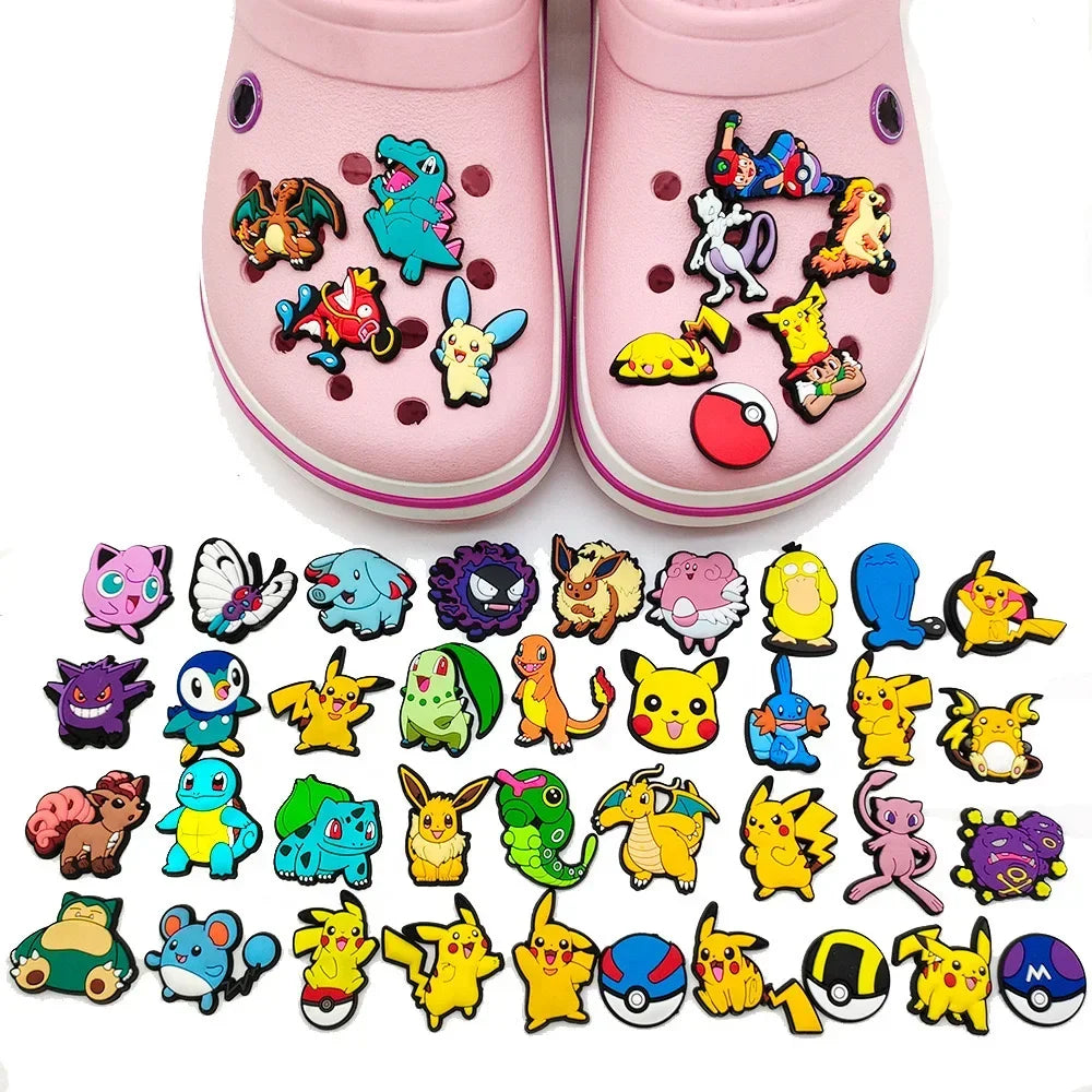 Pokemon Pikachu Shoes Charms for Clogs Sandals Decoration PVC Cartoon Shoe Accessories Charms for Friends Gifts