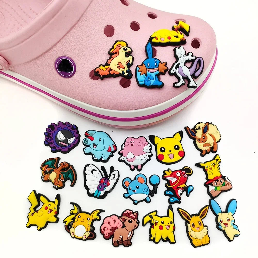Pokemon Pikachu Shoes Charms for Clogs Sandals Decoration PVC Cartoon Shoe Accessories Charms for Friends Gifts