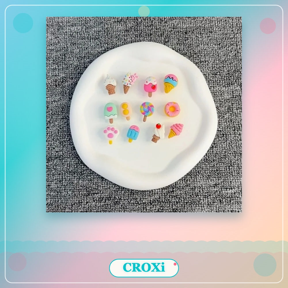CROXi Charm Gourmand – Set 12 Décorations Glace & Donuts pour Sacs à Trous